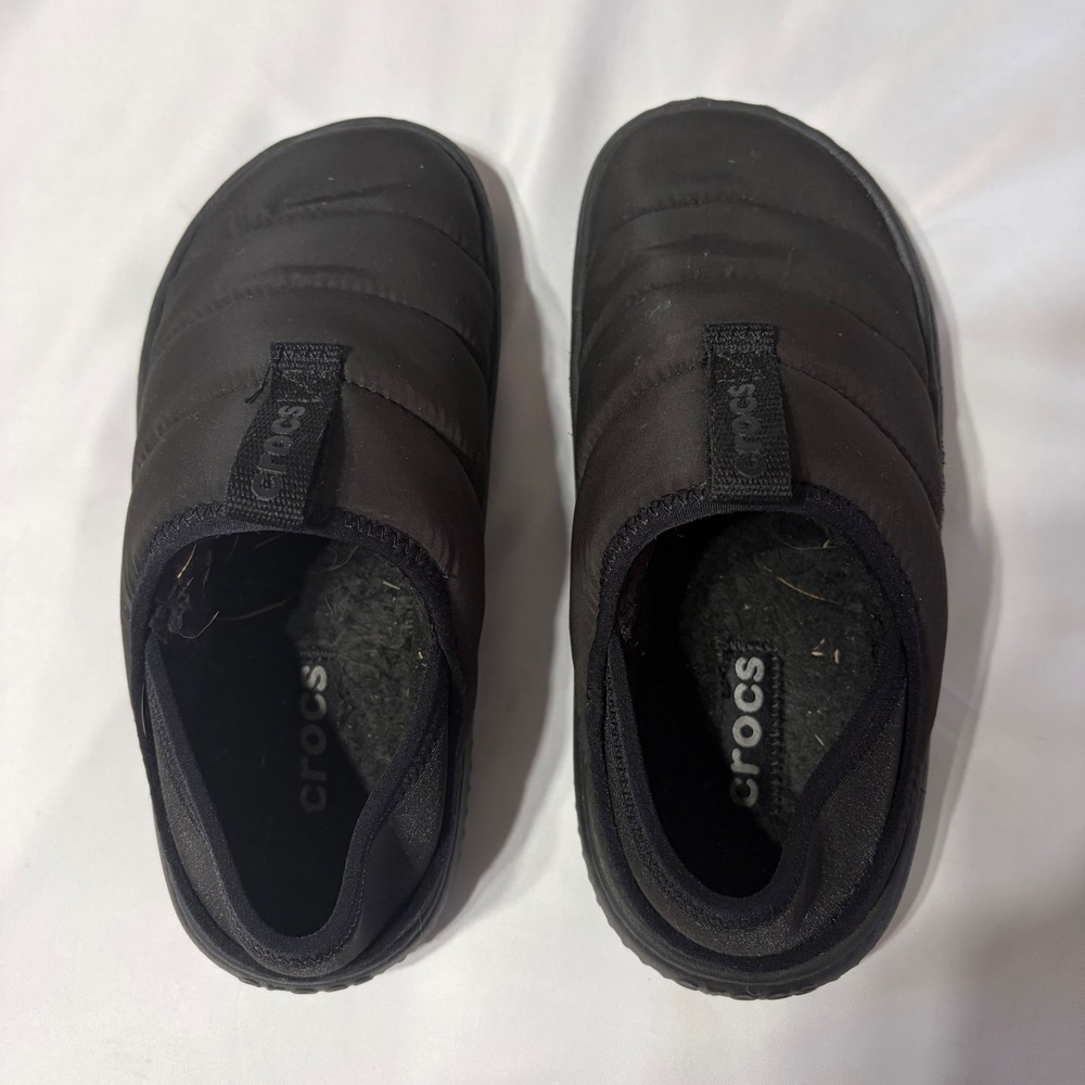 Crocs Neo Puff Lined Slipper Black Quilted Puffer Kids Size J3 210589